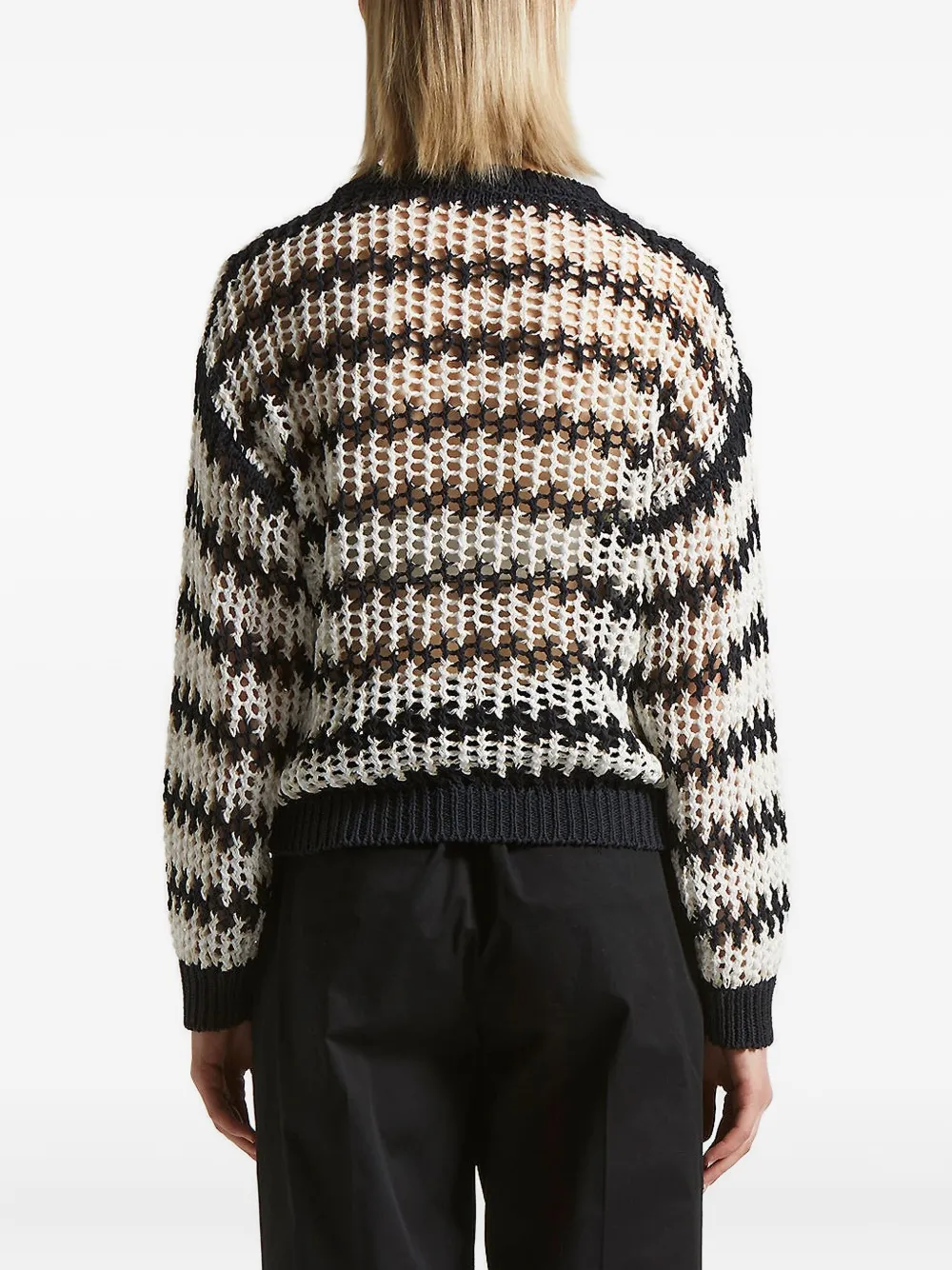 Peserico Stripe-pattern Open-knit Sweater In Multi