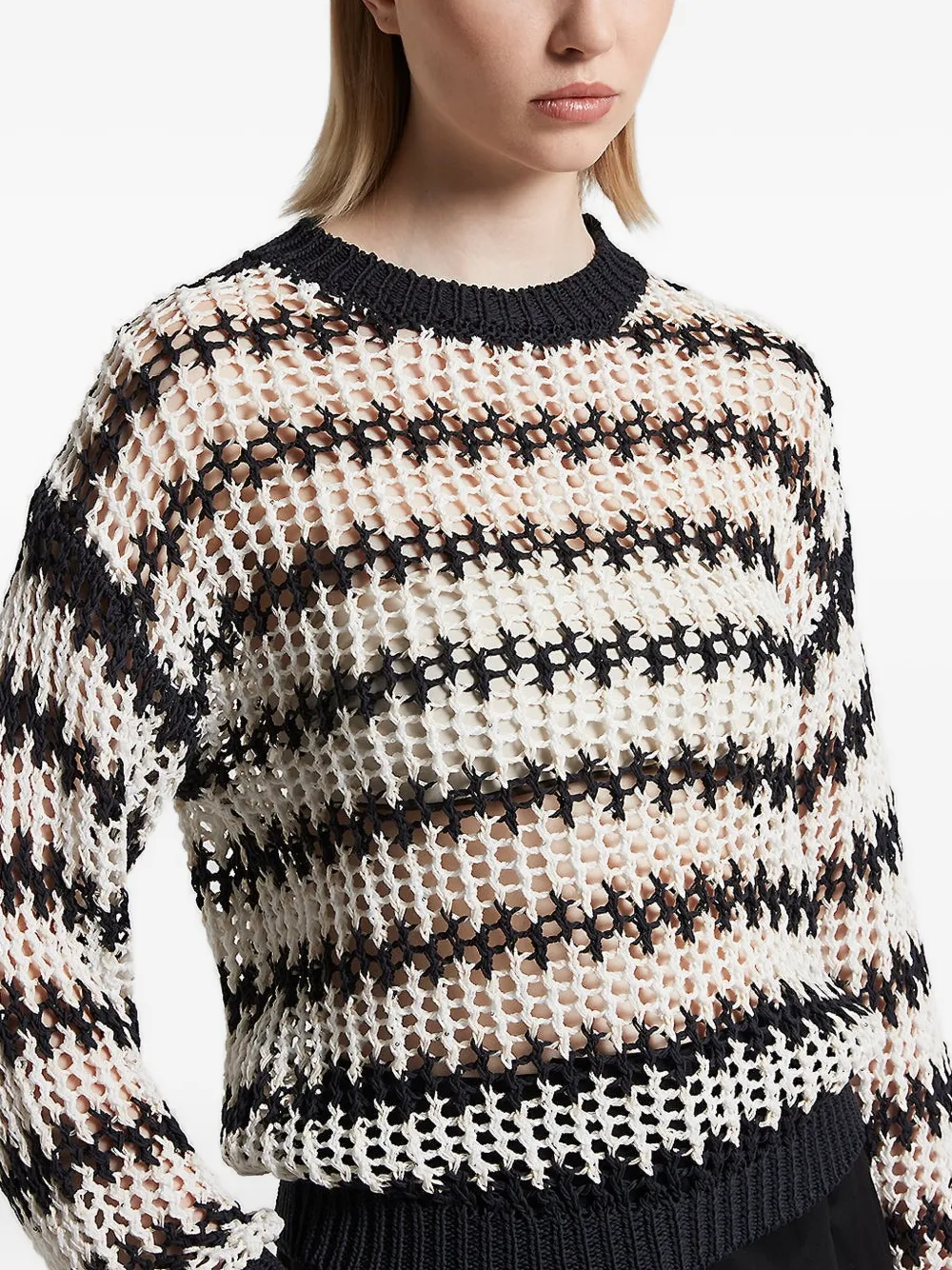 Peserico Stripe-pattern Open-knit Sweater In Multi