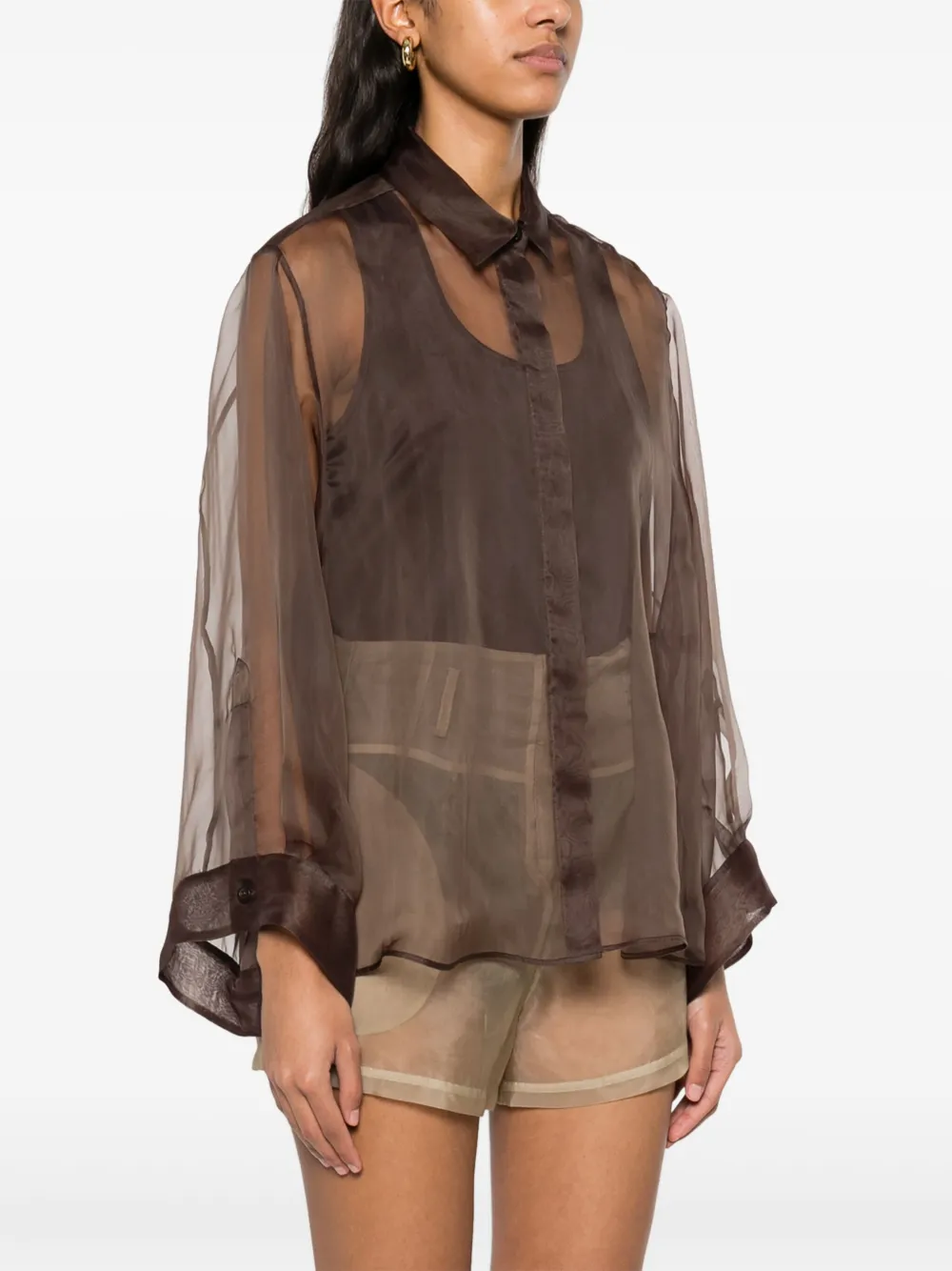 Peserico Semi-doorzichtig blouse Bruin