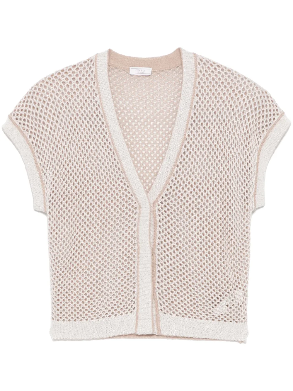 Shop Peserico Open-knit Cardigan In Neutrals