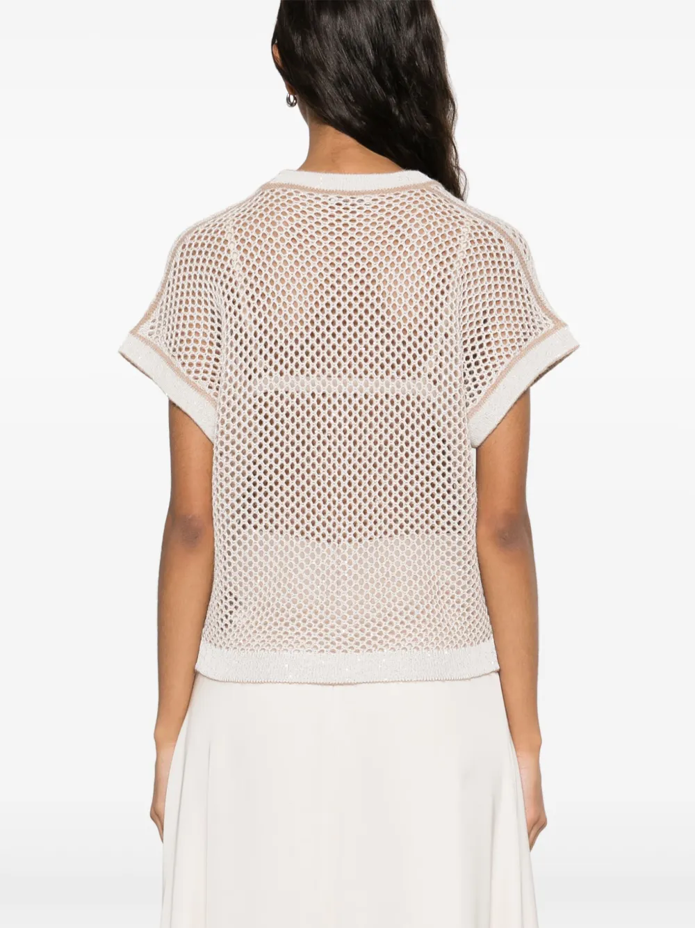 Shop Peserico Open-knit Cardigan In Neutrals