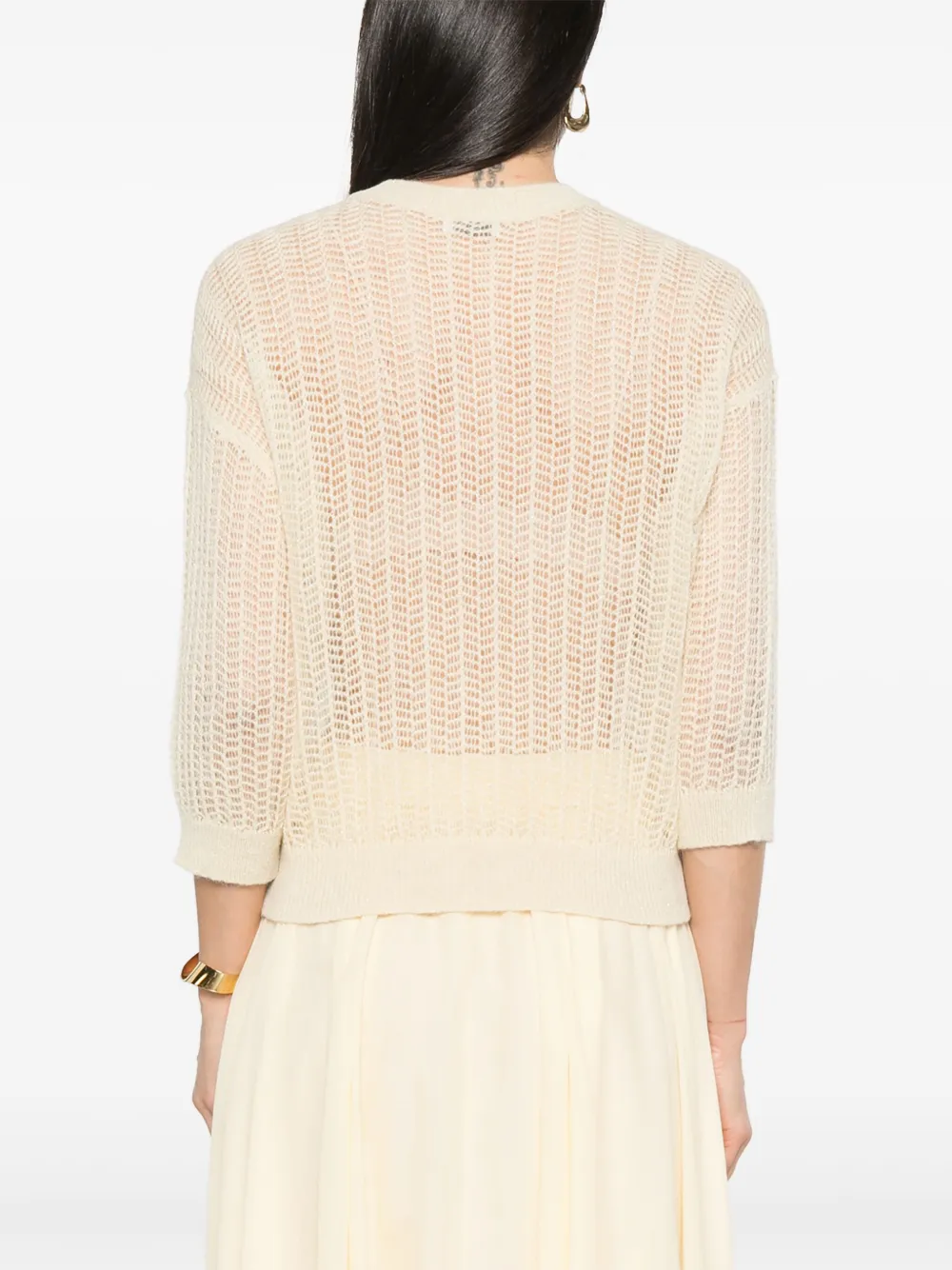 Peserico Lurex gebreide tricot trui Geel