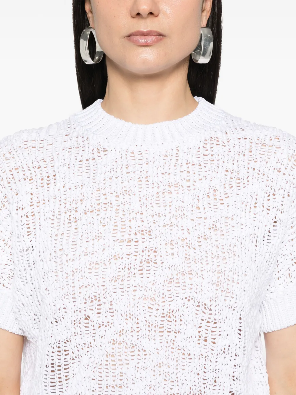 Shop Peserico Crochet-knit Sweater In White