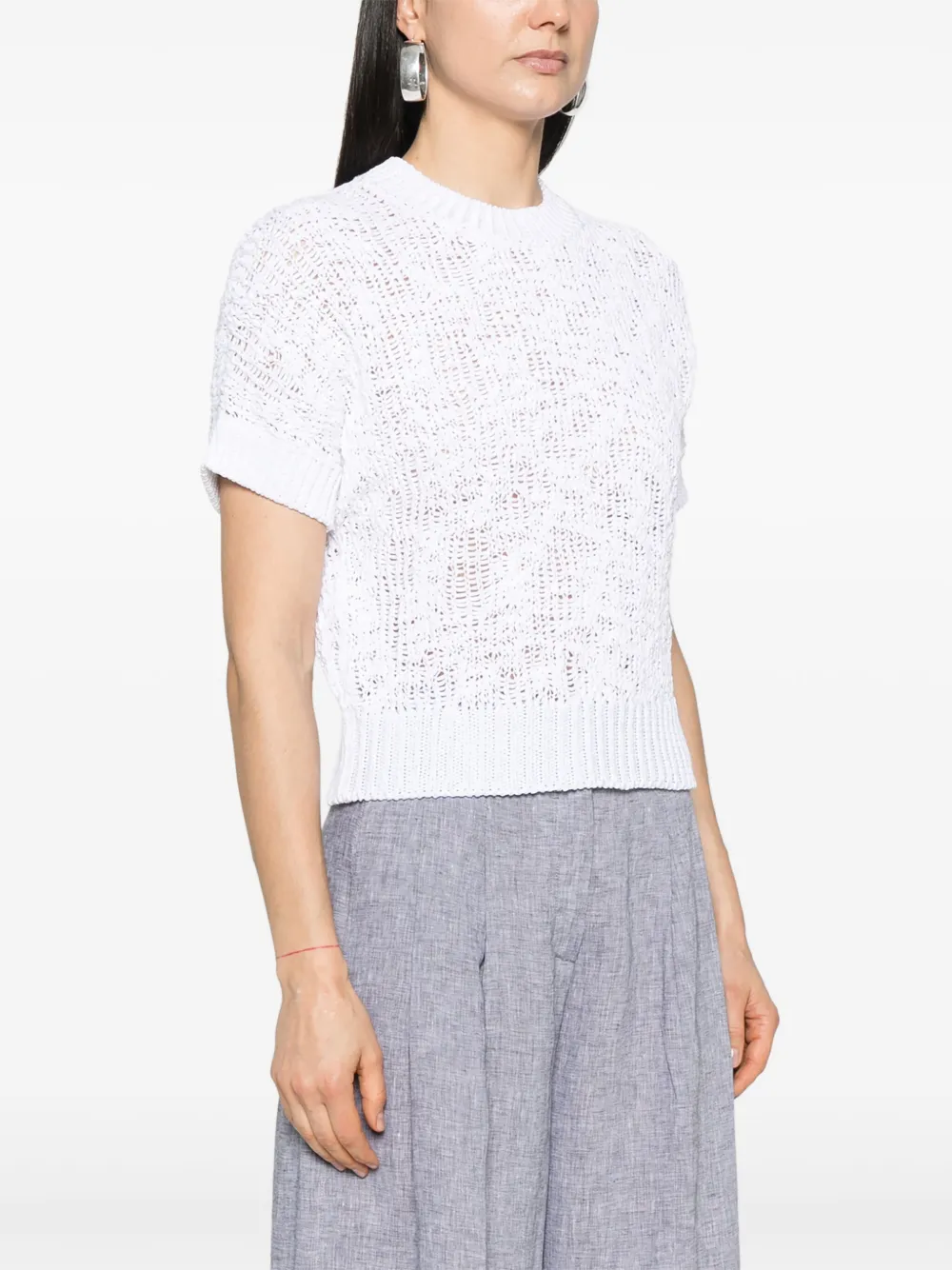 Shop Peserico Crochet-knit Sweater In White
