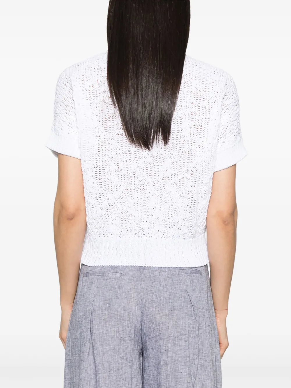 Shop Peserico Crochet-knit Sweater In White