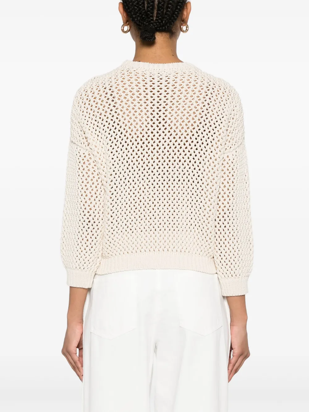 Shop Peserico Cotton Tricot Sweater In Neutrals