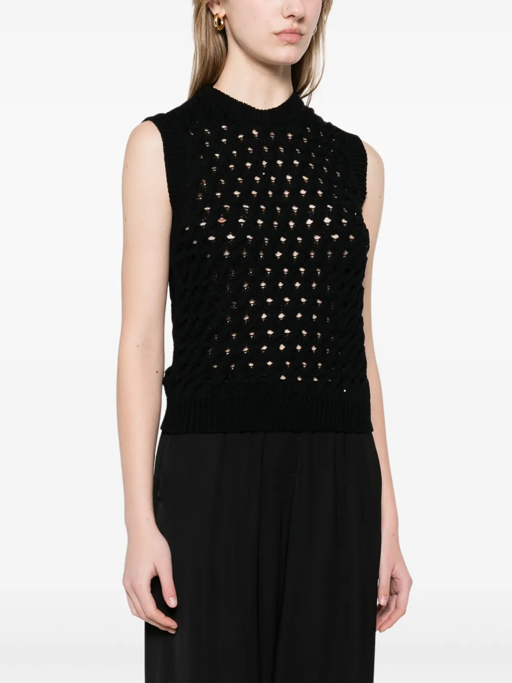 Shop Peserico Open-knit Tank Top In Black