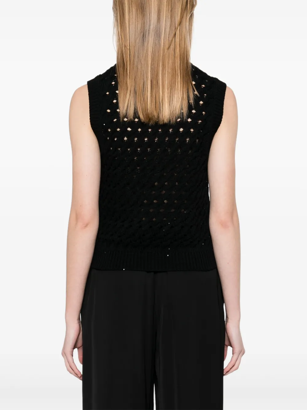 Shop Peserico Open-knit Tank Top In Black