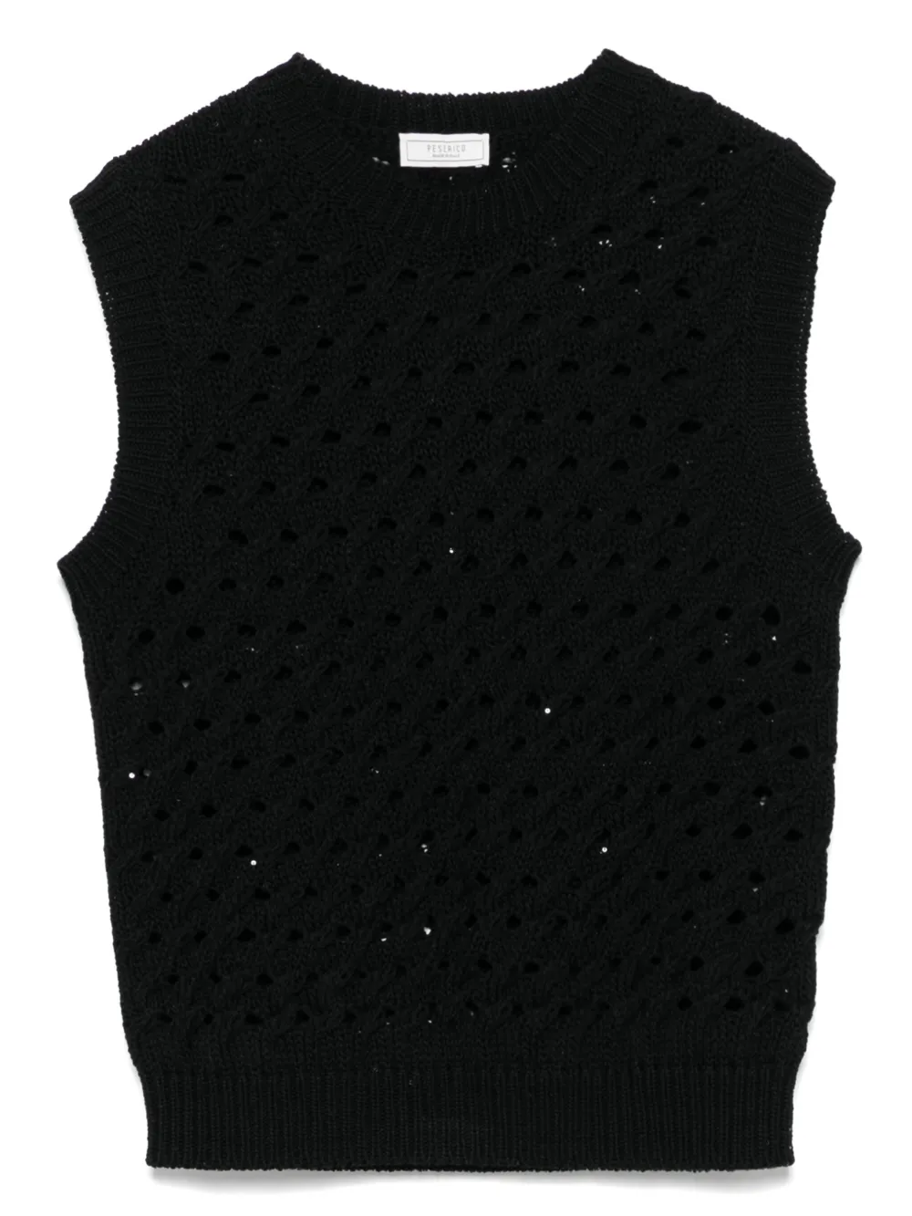 Shop Peserico Open-knit Tank Top In Black