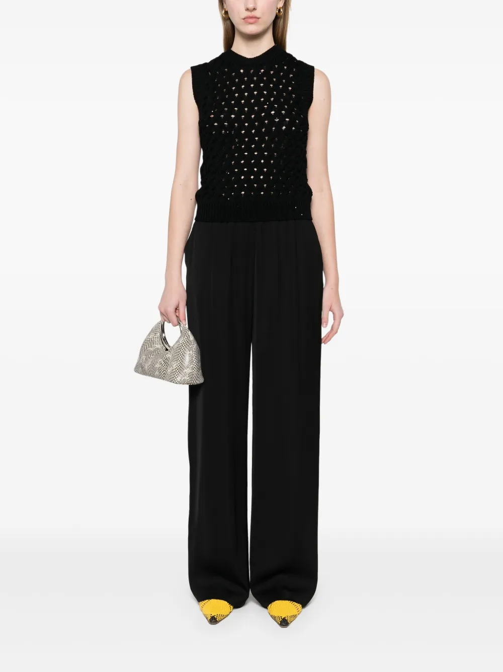 Shop Peserico Open-knit Tank Top In Black