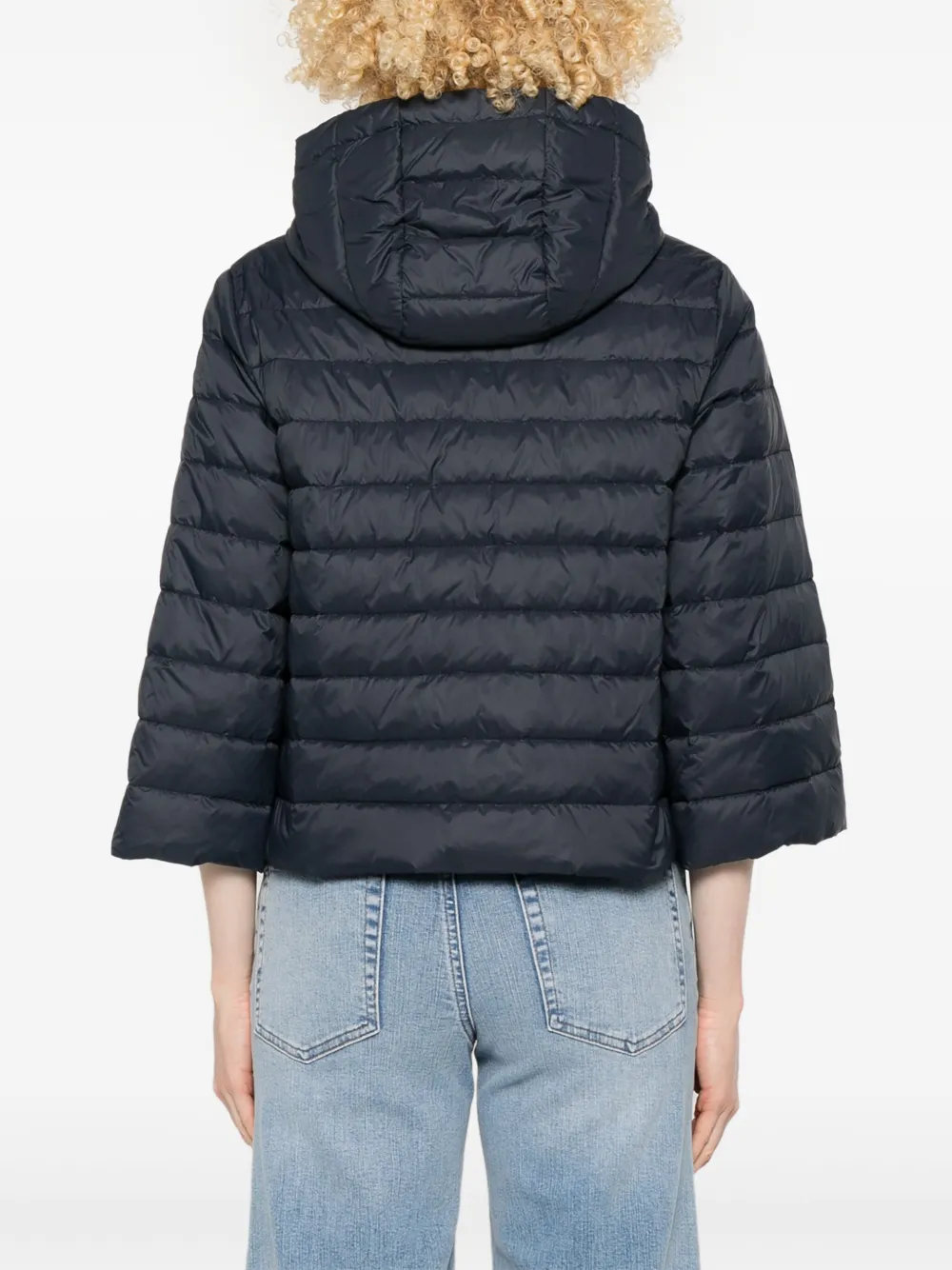 Shop Peserico Hooded Puffer Jacket In Blue
