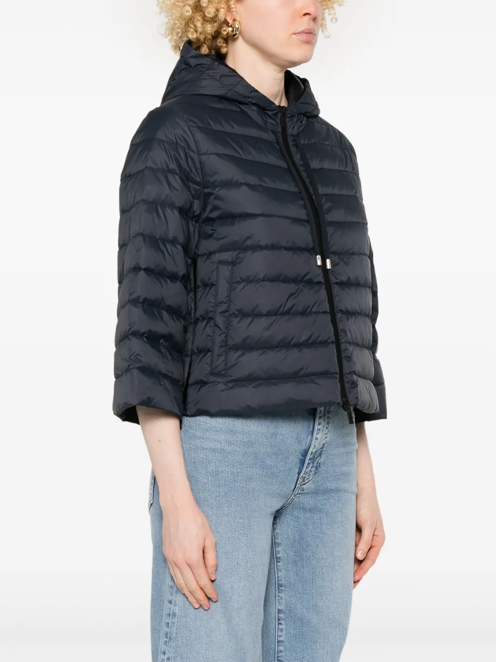 Shop Peserico Hooded Puffer Jacket In Blue