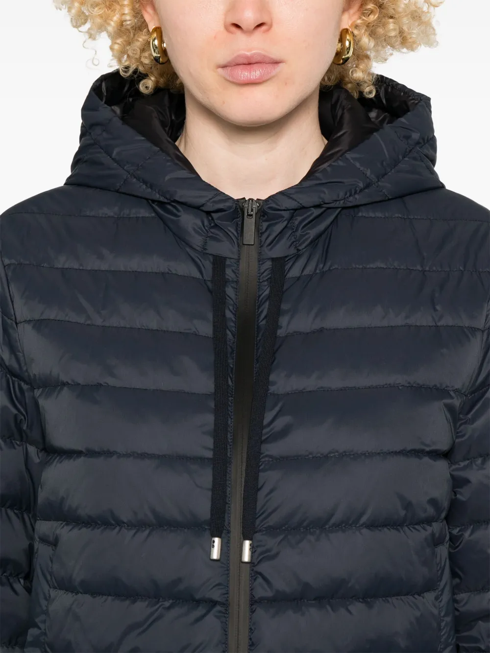Shop Peserico Hooded Puffer Jacket In Blue