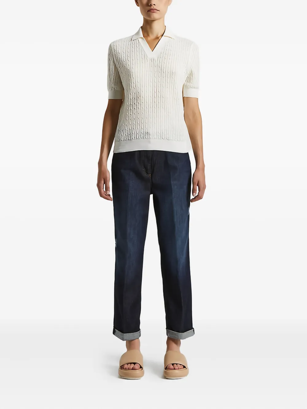 Peserico cable-knit polo top | Knitted Tops | Image 2