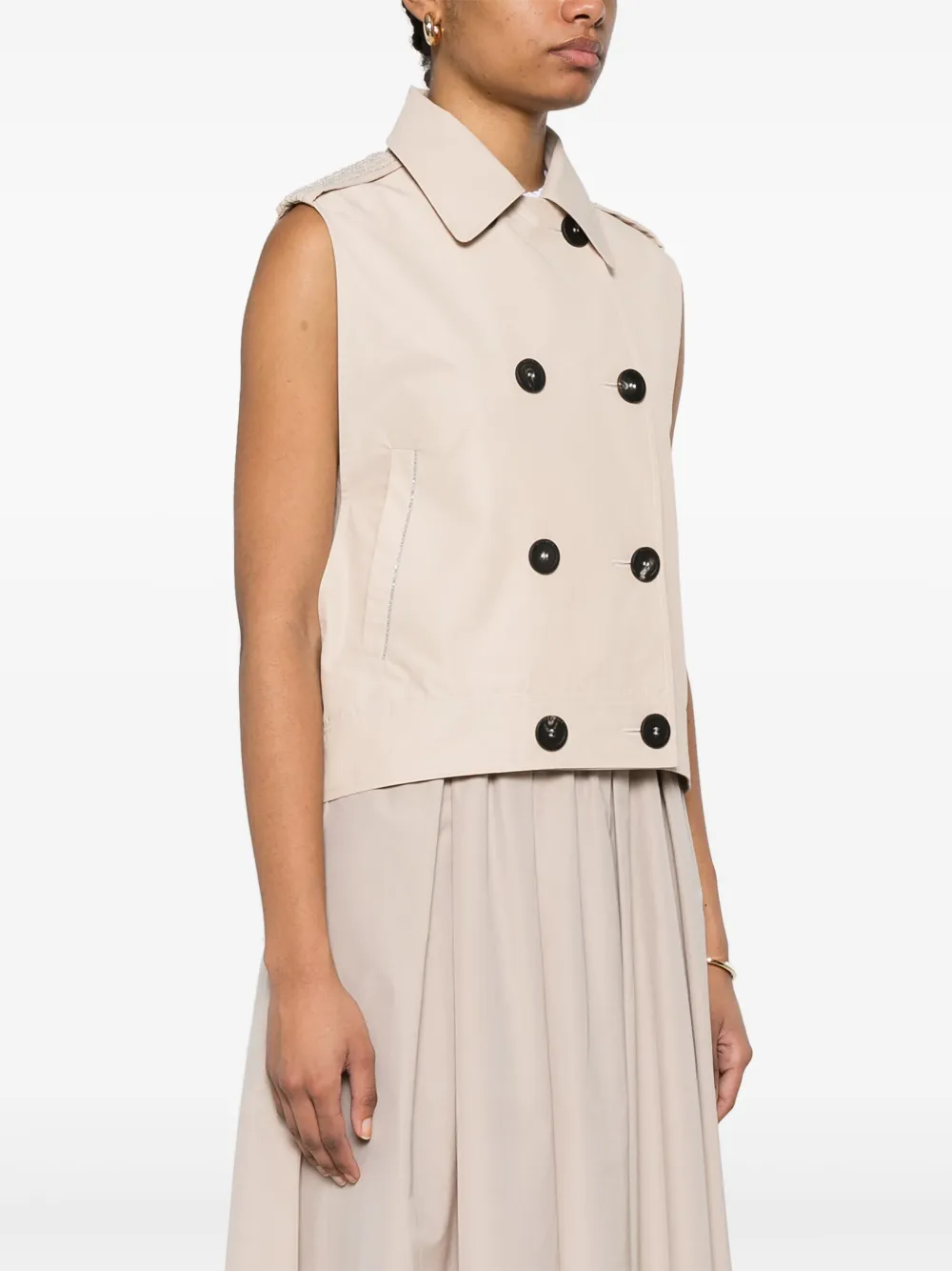 Shop Peserico Bead-detail Gilet In Neutrals