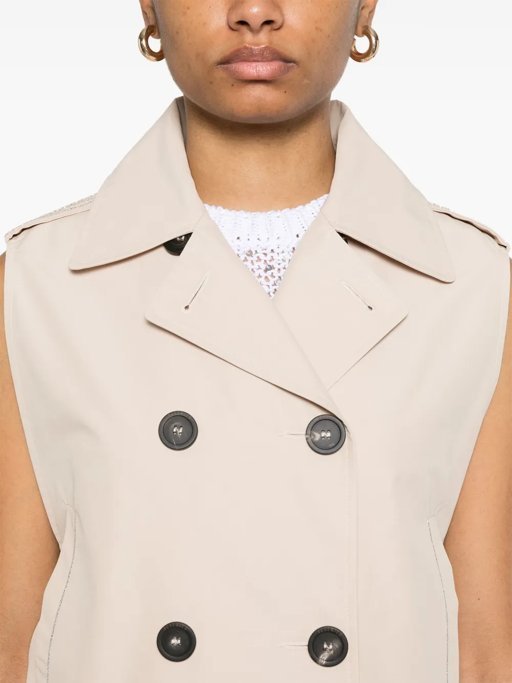 Shop Peserico Bead-detail Gilet In Neutrals