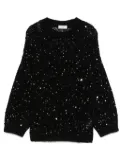 Peserico sequinned cotton sweater - Black