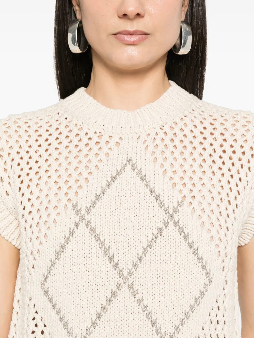 Shop Peserico Punto Luce Tricot Vest In Neutrals