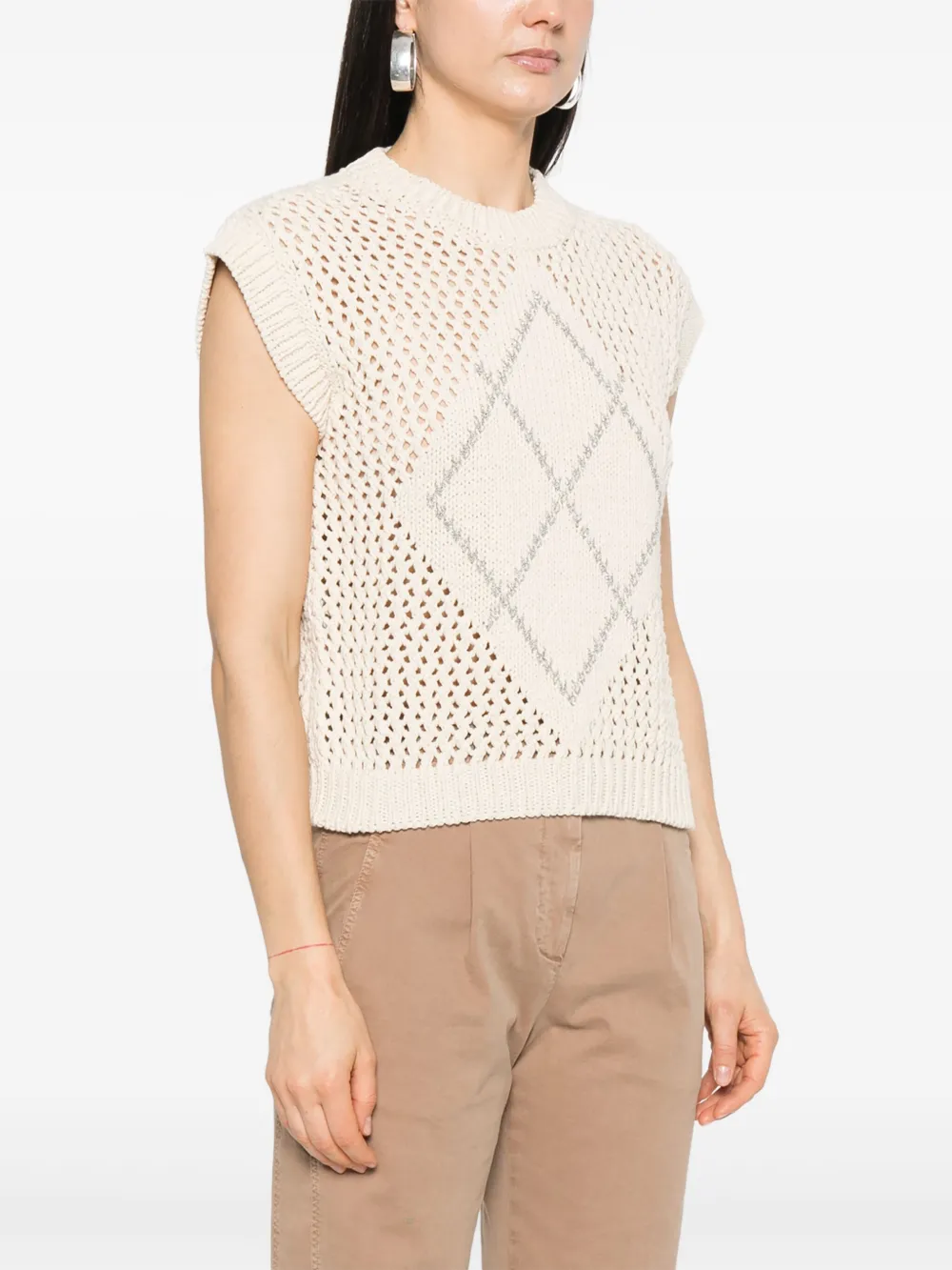 Shop Peserico Punto Luce Tricot Vest In Neutrals