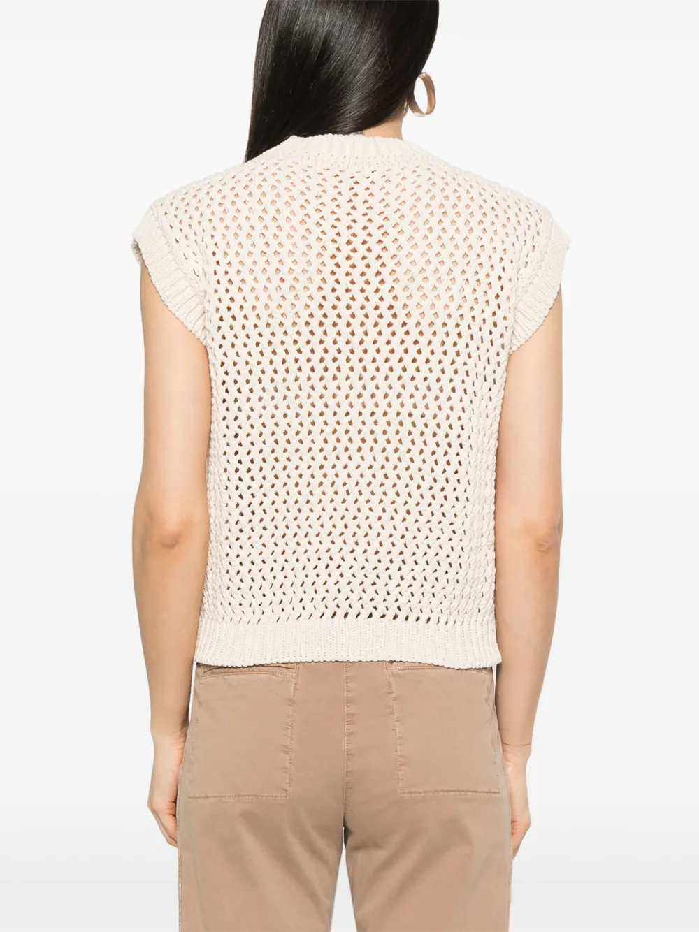 Shop Peserico Punto Luce Tricot Vest In Neutrals