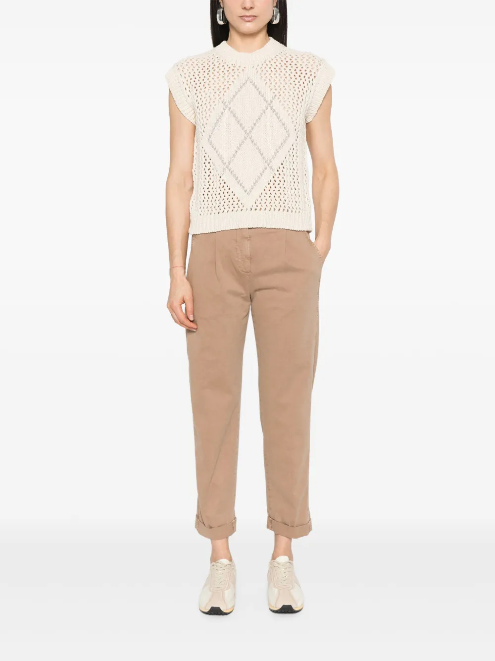 Shop Peserico Punto Luce Tricot Vest In Neutrals