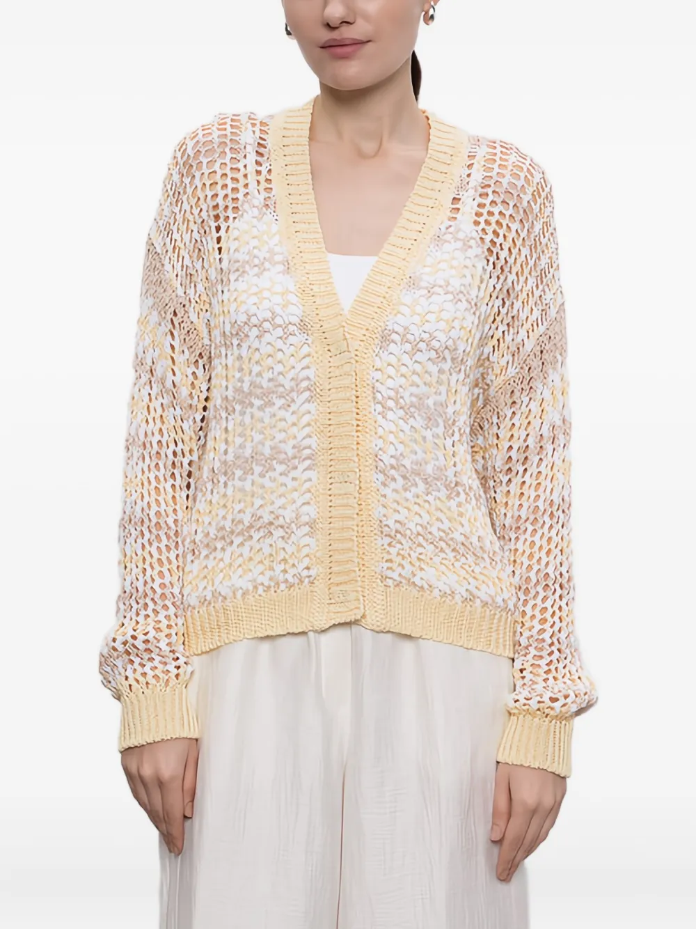 Peserico Open-knit Cardigan In Neutral