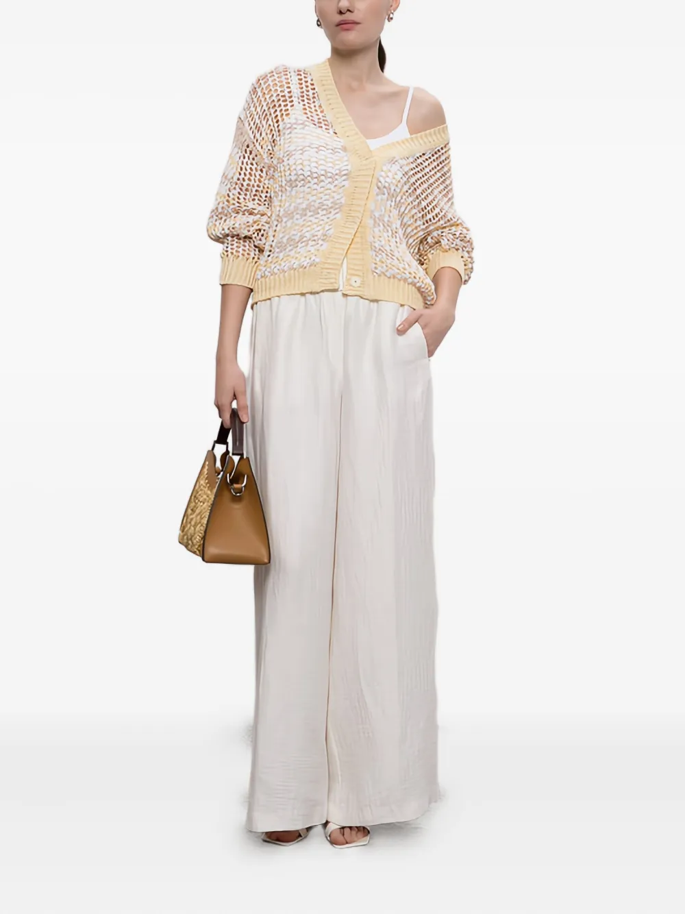Peserico Open-knit Cardigan In Neutral
