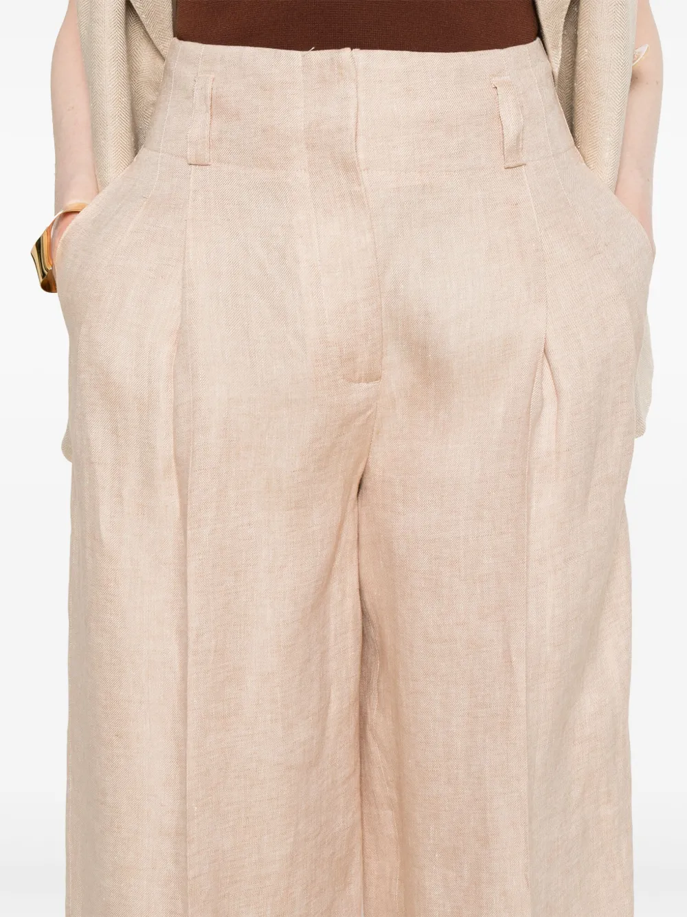 Peserico Linnen broek Beige