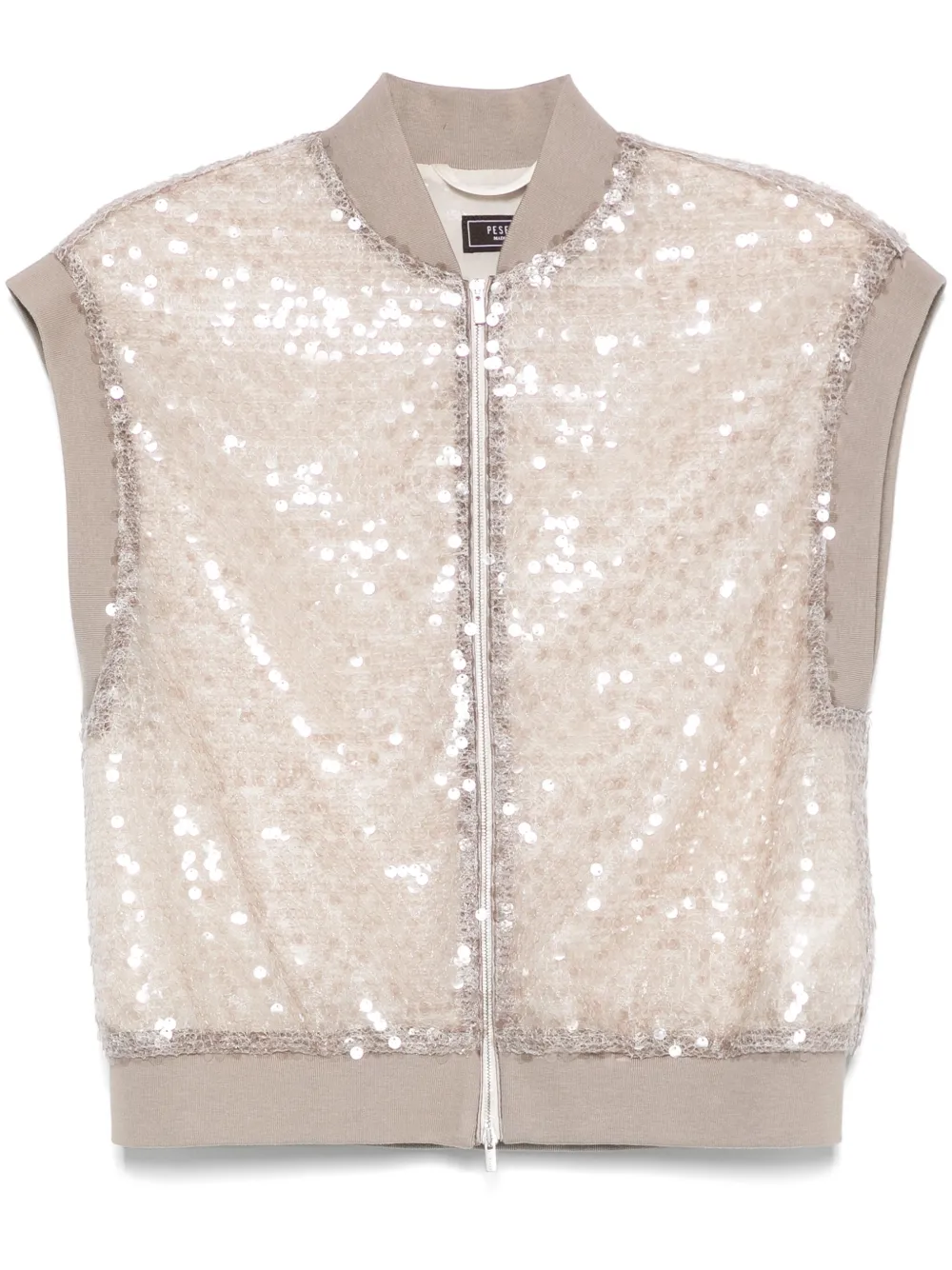 Shop Peserico Sequin-embellished Gilet In Brown