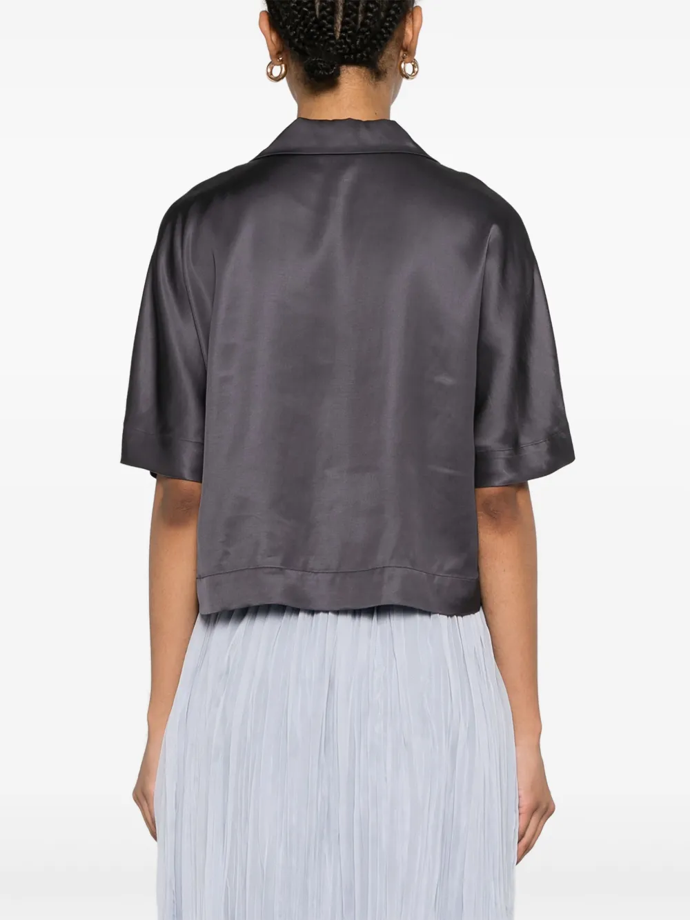 Shop Peserico Satin Shirt In Blue