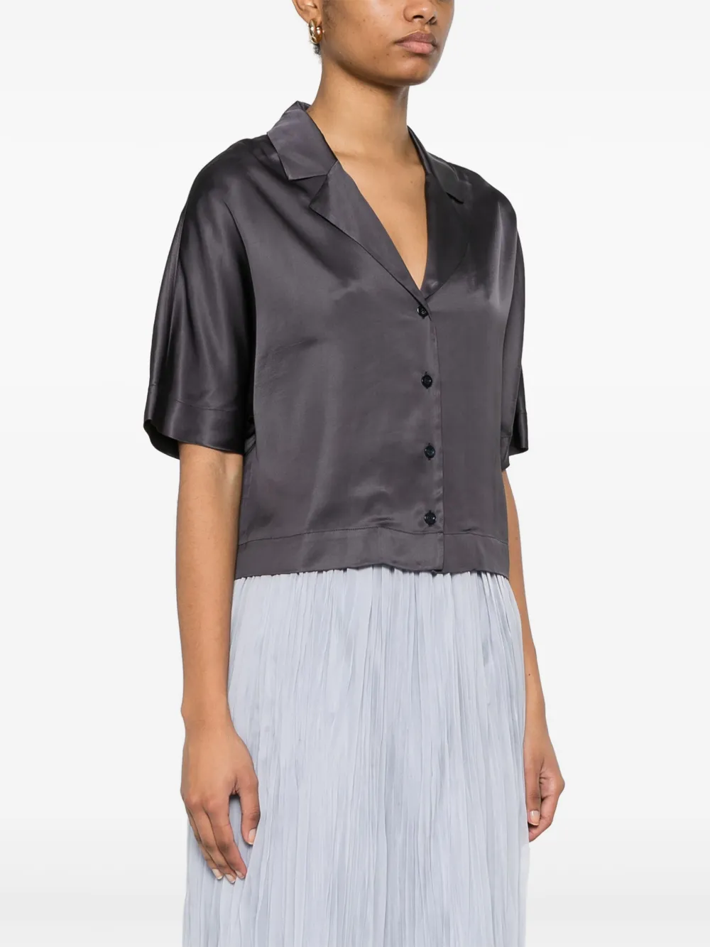 Shop Peserico Satin Shirt In Blue