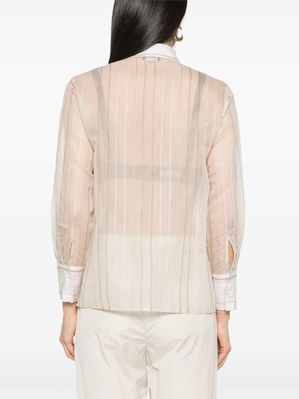 Peserico Gestreepte organza blouse Beige