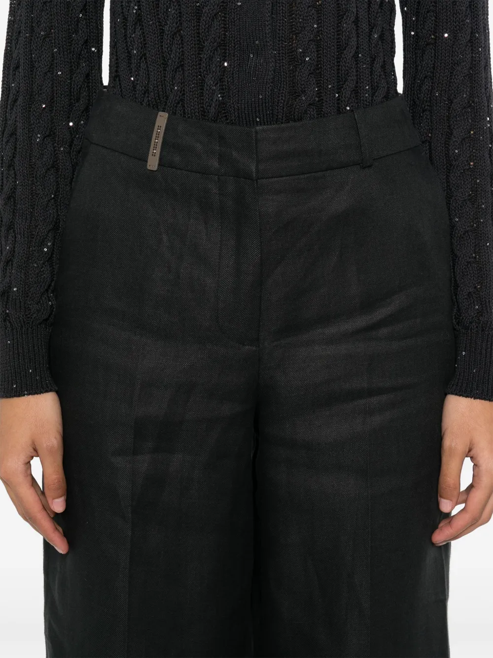 Peserico Linnen straight broek Blauw