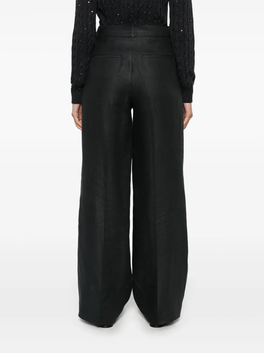 Peserico Linnen straight broek Blauw