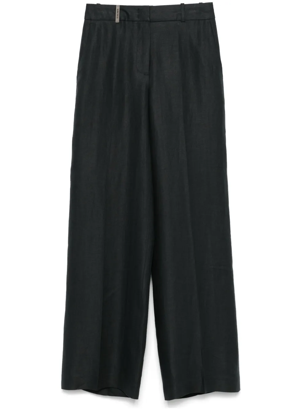 Peserico Linnen straight broek Blauw