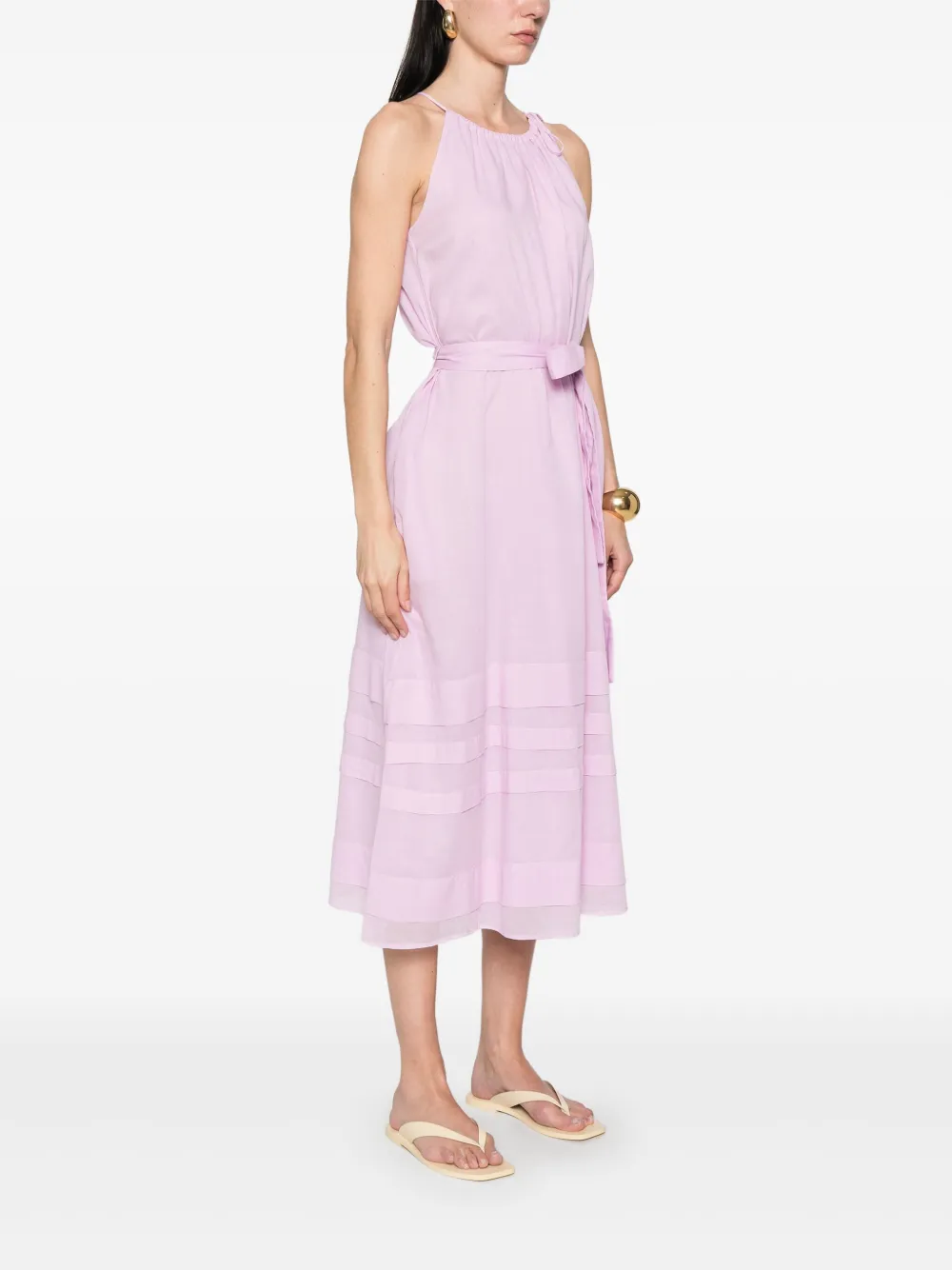 Shop Peserico Halterneck Midi Dress In Pink