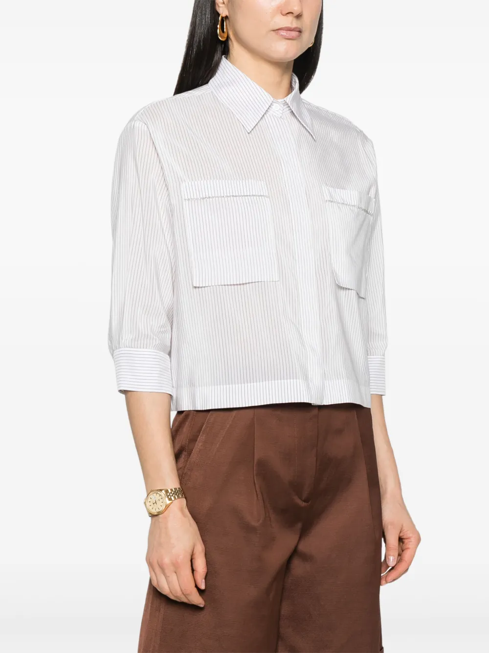 Shop Peserico Striped Shirt In White