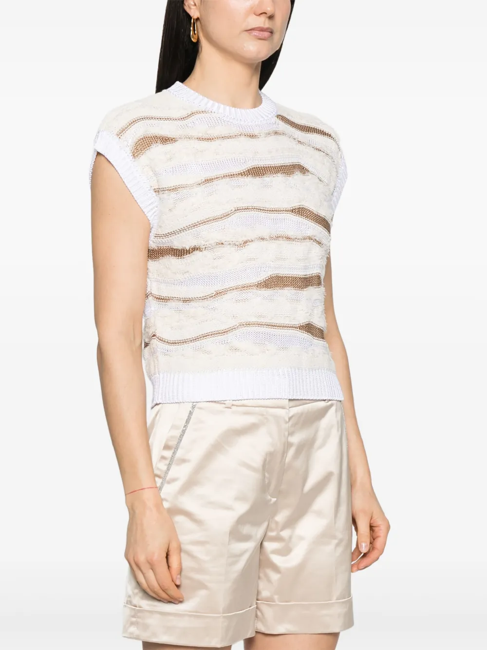Peserico Gebreide spencer Beige