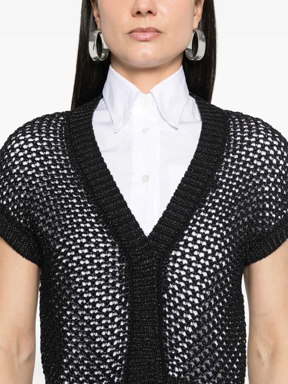 Shop Peserico Tricot-knit Cardigan In Black