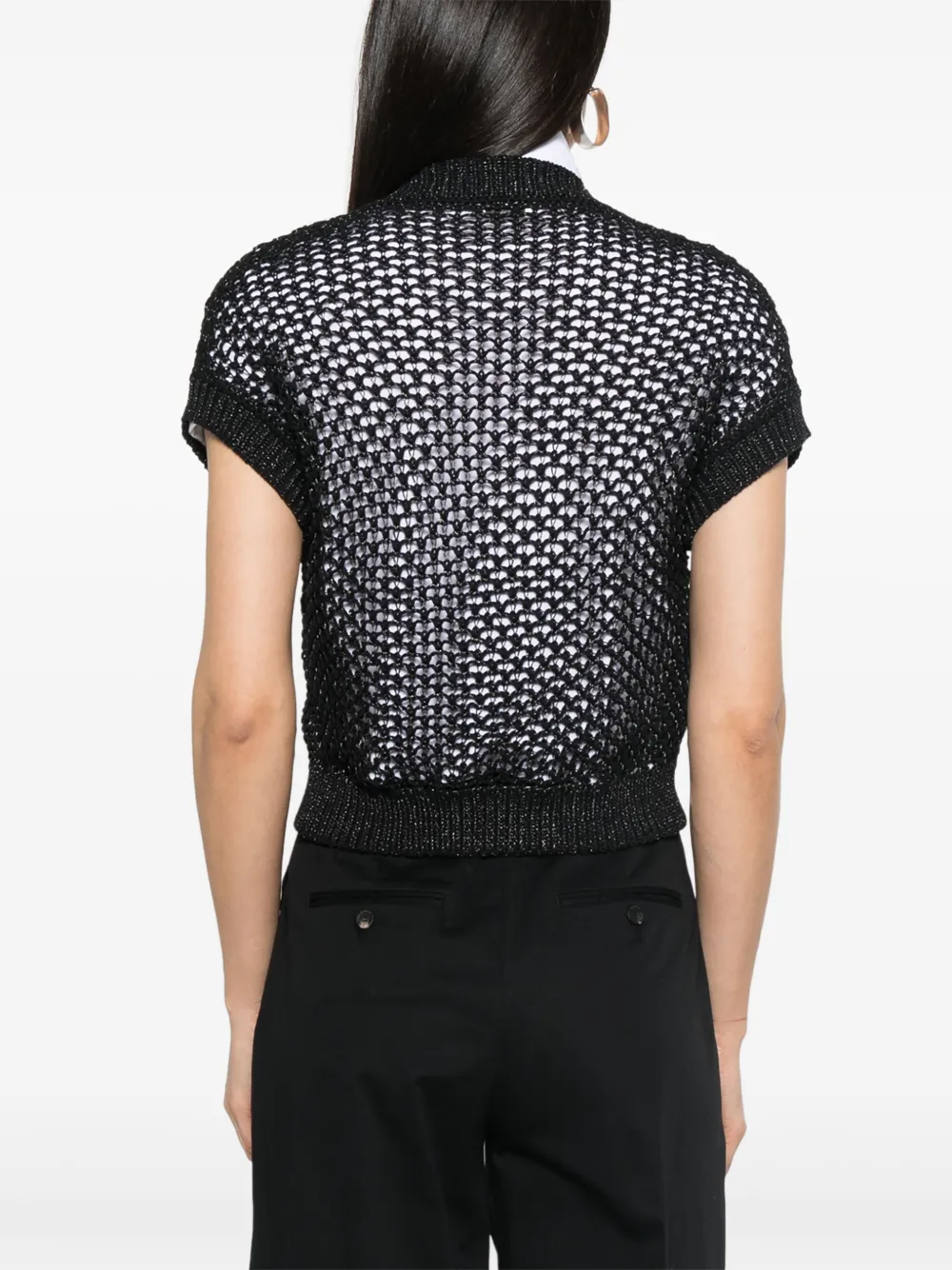 Shop Peserico Tricot-knit Cardigan In Black