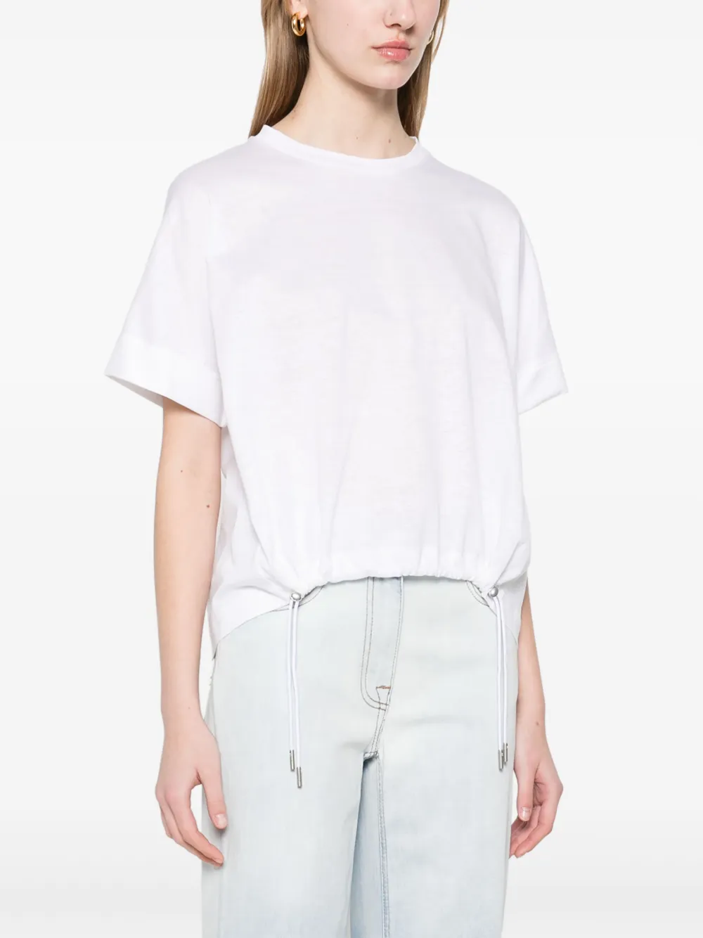 Shop Peserico Drawstring-hem T-shirt In White