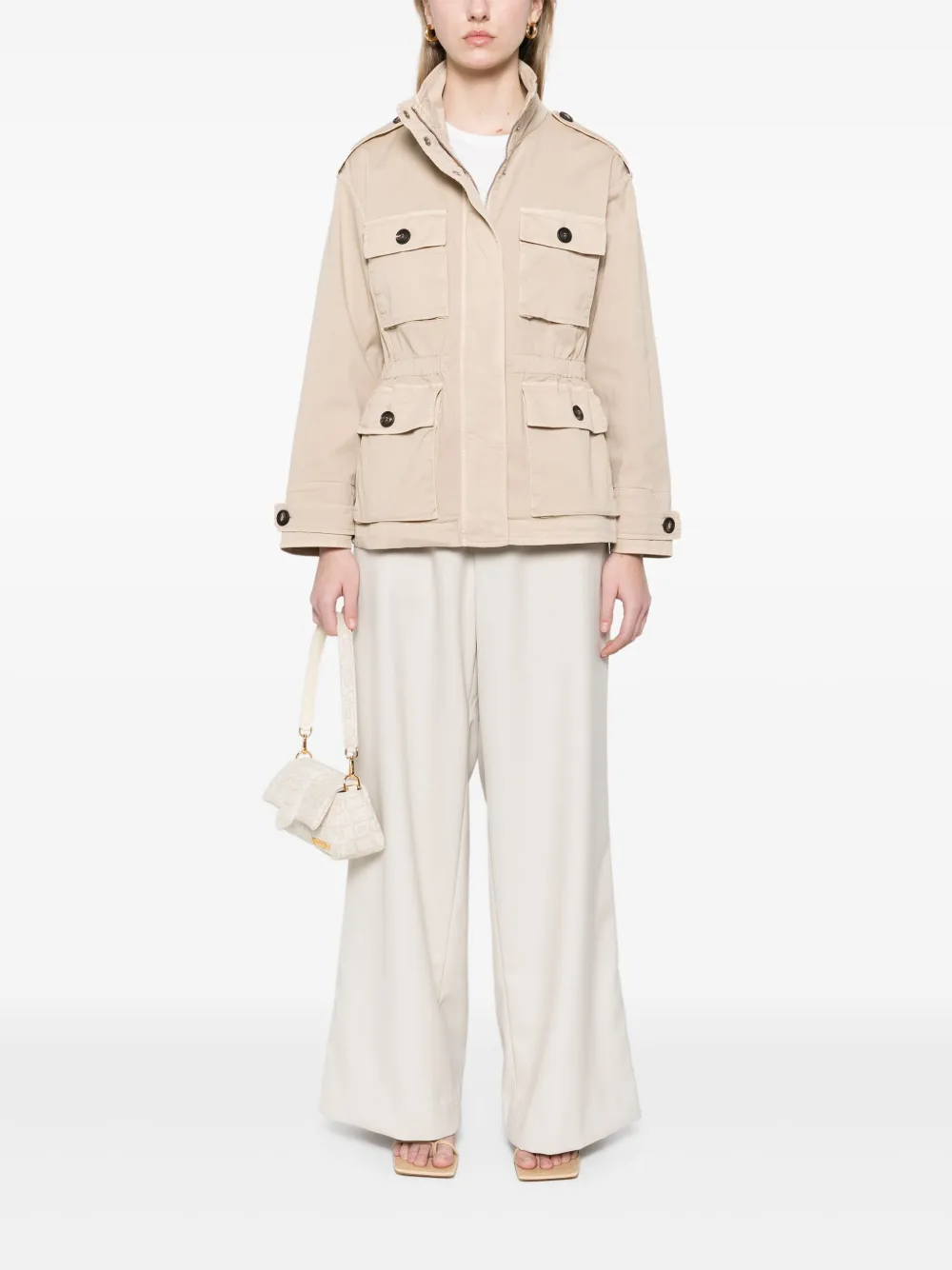 Shop Peserico Gabardine Jacket In Neutrals