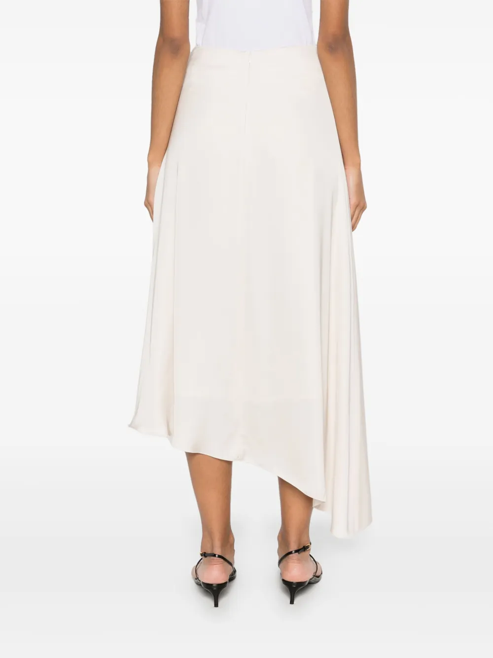Shop Peserico Satin Midi Skirt In White