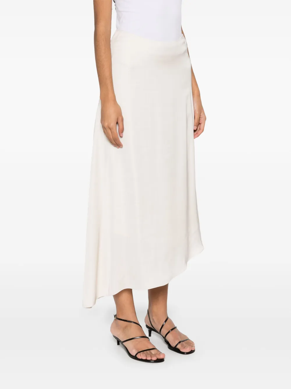 Shop Peserico Satin Midi Skirt In White