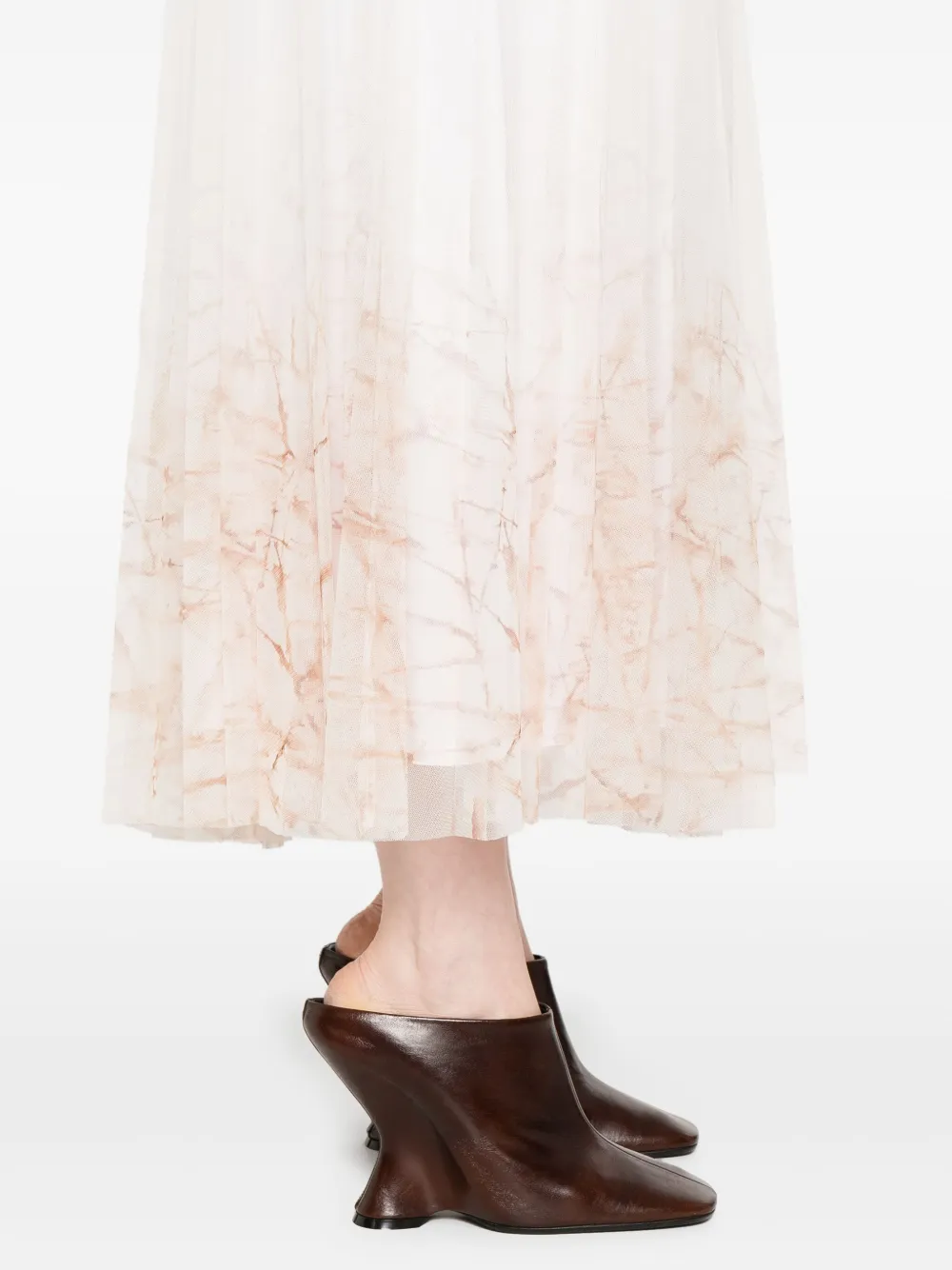 Peserico Pleated Voile Midi Skirt In White