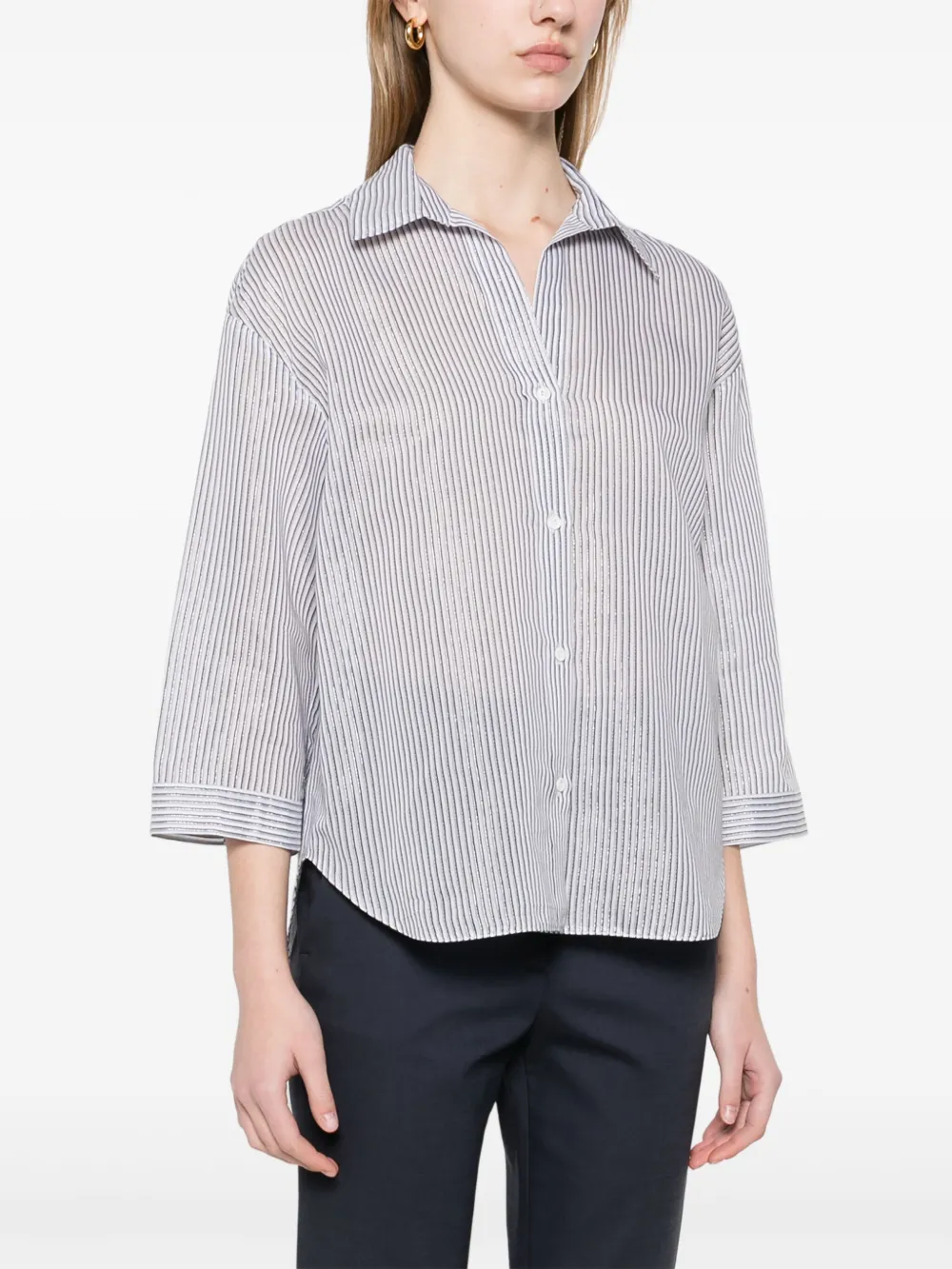 Shop Peserico Striped Shirt In White
