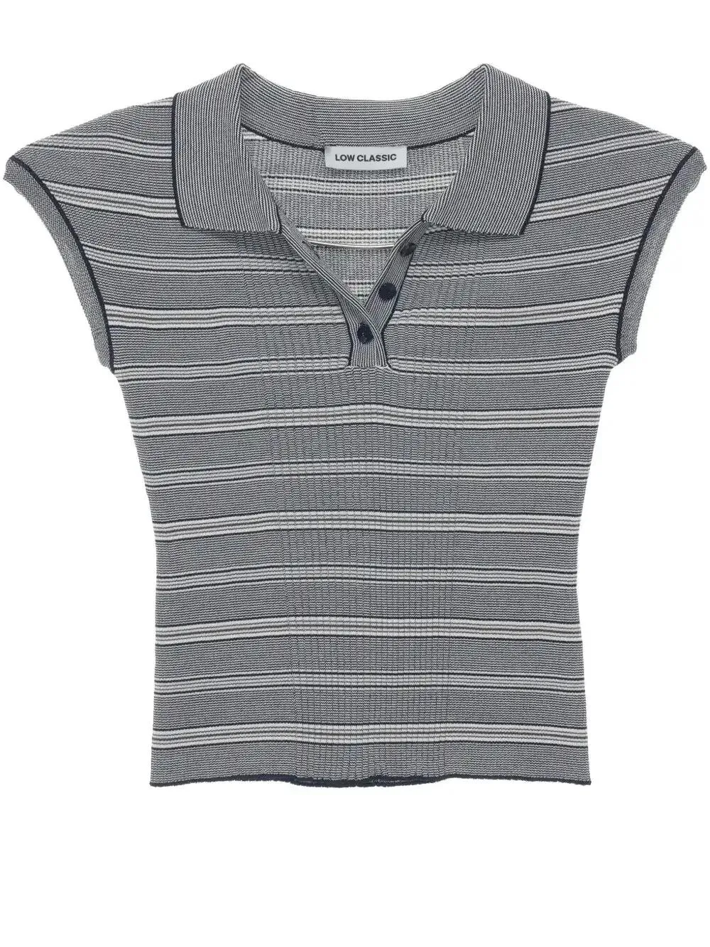 Shop Low Classic Knitted Polo Shirt In Blue