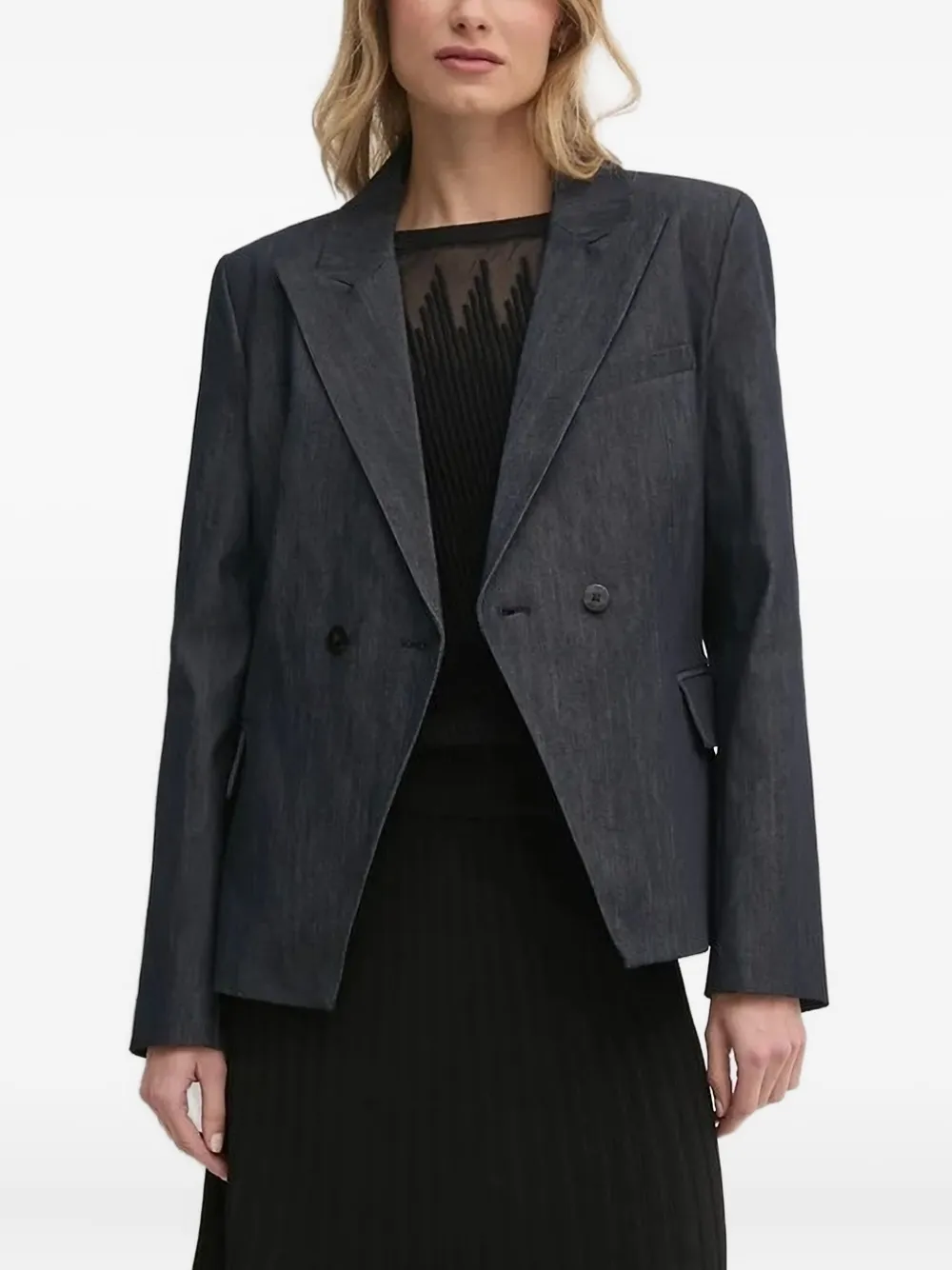 Dkny Double-breasted Blazer In Black
