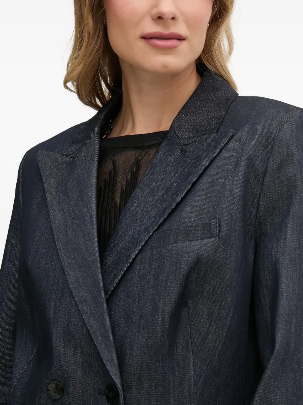 Dkny Double-breasted Blazer In Black