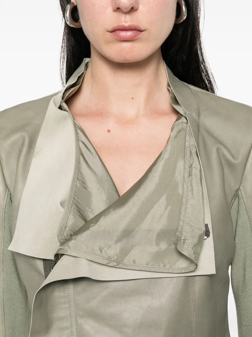 Rick Owens Bikerjack met lage hals Groen